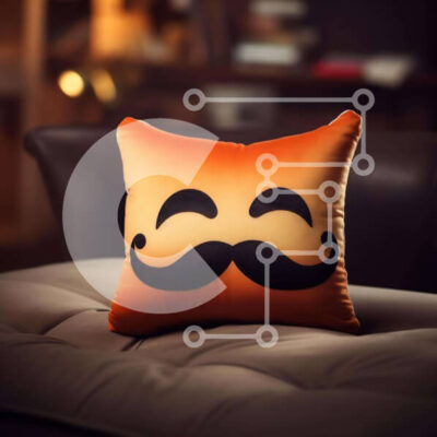 Intra Συλλεκτικό Ξύλινο Παζλ Plywood  4mm - Πορτοκαλί μουστάκι μαξιλάρι στον καναπέ στο σαλόνι Σε Ξύλινο Κουτί - Διαστάσεις Puzzle: 10x10 cm – 25 κομμάτια - Image 1