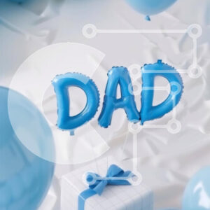 Intra Συλλεκτικό Ξύλινο Παζλ Plywood  4mm - Γιορτή γενεθλίων με μπλε μπαλόνι «Dad» και κουτί δώρου Σε Ξύλινο Κουτί - Διαστάσεις: 10x10 cm – 25 κομμάτια