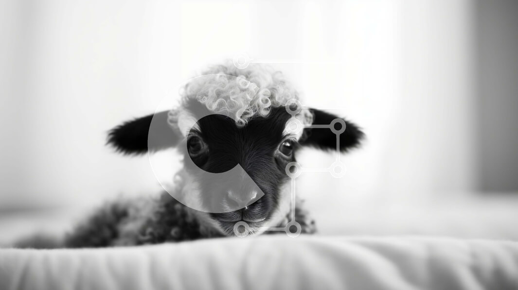 Intra Συλλεκτικό Ξύλινο Παζλ Plywood  4mm - Μαύρο και άσπρο πρόβατο ξαπλωμένο στο κρεβάτι Σε Ξύλινο Κουτί - Διαστάσεις: 10x10 cm – 25 κομμάτια