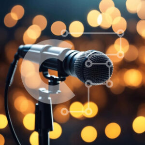 Intra Συλλεκτικό Ξύλινο Παζλ Plywood  4mm - Μικρόφωνο σε πορτοκαλί και κίτρινο φόντο Σε Ξύλινο Κουτί - Διαστάσεις Puzzle: 10x10 cm – 25 κομμάτια