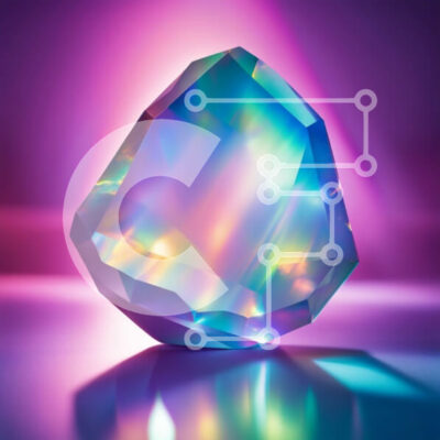 Intra Συλλεκτικό Ξύλινο Παζλ Plywood  4mm - Λαμπερό κρύσταλλο με λάμψη ουράνιου τόξου σε μωβ φόντο Σε Ξύλινο Κουτί - Διαστάσεις Puzzle: 10x10 cm – 25 κομμάτια - Image 1