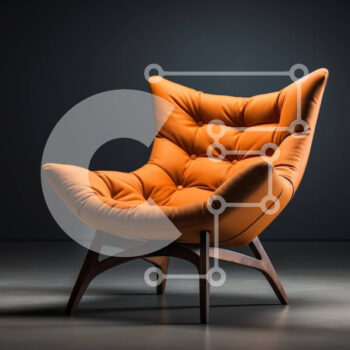 Intra Συλλεκτικό Ξύλινο Παζλ Plywood  4mm - Μοντέρνα κομψή καρέκλα σε πορτοκαλί χρώμα με σκούρο φόντο Σε Ξύλινο Κουτί - Διαστάσεις Puzzle: 10x10 cm – 25 κομμάτια - Image 1