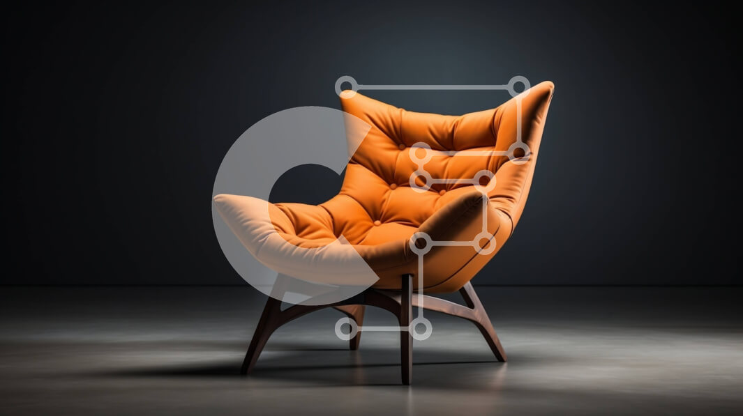 Intra Συλλεκτικό Ξύλινο Παζλ Plywood  4mm - Μοντέρνα κομψή καρέκλα σε πορτοκαλί χρώμα με σκούρο φόντο Σε Ξύλινο Κουτί - Διαστάσεις Puzzle: 10x10 cm – 25 κομμάτια