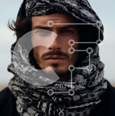 Intra Συλλεκτικό Ξύλινο Παζλ Plywood  4mm - Σοβαρός άντρας με μακριά μαλλιά και γένια στην αμμώδη παραλία Σε Ξύλινο Κουτί - Διαστάσεις Puzzle: 10x10 cm – 25 κομμάτια - Image 1