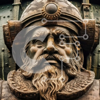 Intra Συλλεκτικό Ξύλινο Παζλ Plywood  4mm - Περίπλοκα σχεδιασμένο χάλκινο άγαλμα μπροστά από μια μεταλλική πόρτα Σε Ξύλινο Κουτί - Διαστάσεις Puzzle: 10x10 cm – 25 κομμάτια - Image 1