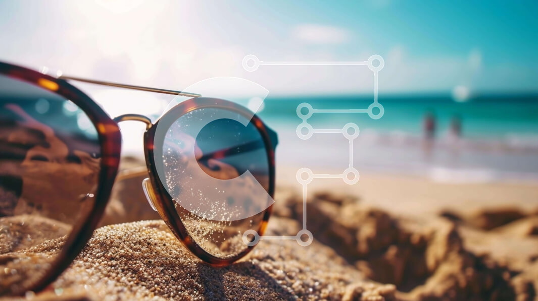 Intra Συλλεκτικό Ξύλινο Παζλ Plywood  4mm - Γυαλιά ηλίου στην παραλία Σε Ξύλινο Κουτί - Διαστάσεις Puzzle: 10x10 cm – 25 κομμάτια