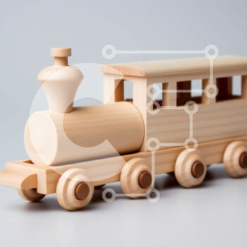 Intra Συλλεκτικό Ξύλινο Παζλ Plywood  4mm - Πολύχρωμο ξύλινο τρένο παιχνιδιών με τέσσερα αυτοκίνητα και μια ατμομηχανή Σε Ξύλινο Κουτί - Διαστάσεις Puzzle: 10x10 cm – 25 κομμάτια - Image 1