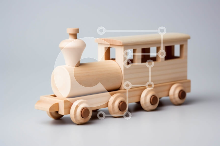 Intra Συλλεκτικό Ξύλινο Παζλ Plywood  4mm - Πολύχρωμο ξύλινο τρένο παιχνιδιών με τέσσερα αυτοκίνητα και μια ατμομηχανή Σε Ξύλινο Κουτί - Διαστάσεις Puzzle: 10x10 cm – 25 κομμάτια