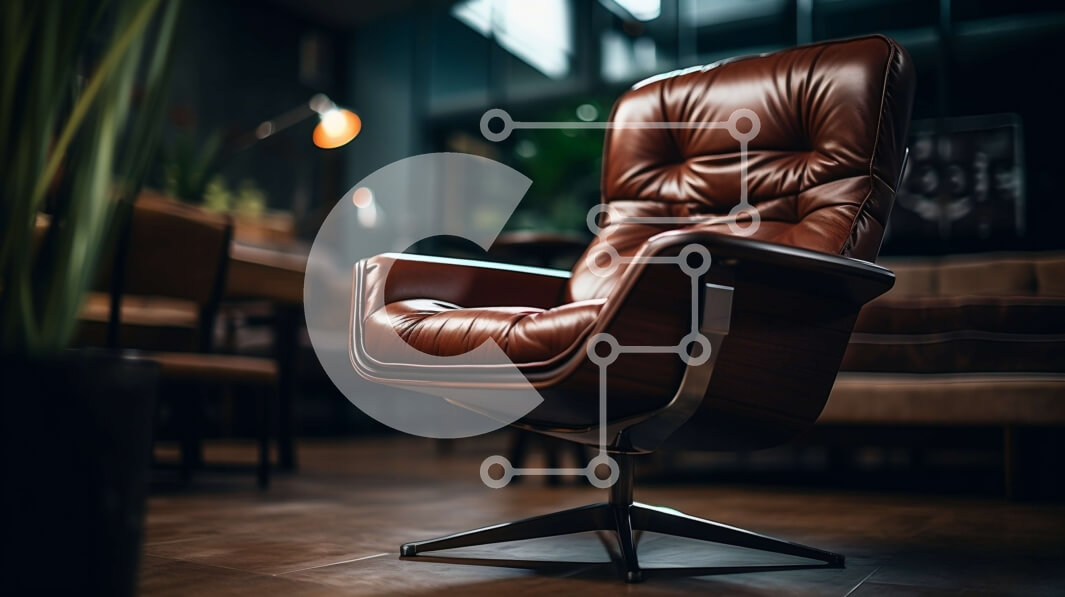 Intra Συλλεκτικό Ξύλινο Παζλ Plywood  4mm - Κομψή και μοντέρνα καφέ δερμάτινη πολυθρόνα με βάση χρωμίου Σε Ξύλινο Κουτί - Διαστάσεις Puzzle: 10x10 cm – 25 κομμάτια