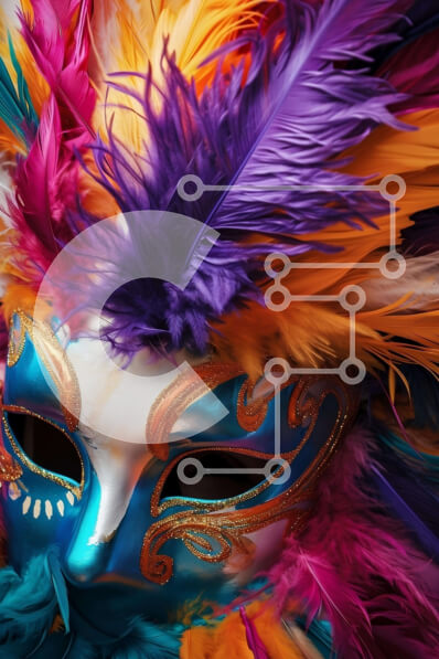 Intra Συλλεκτικό Ξύλινο Παζλ Plywood  4mm - Πολύχρωμη αποκριάτικη μάσκα με φτερά Σε Ξύλινο Κουτί - Διαστάσεις Puzzle: 10x10 cm – 25 κομμάτια