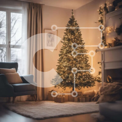 Intra Συλλεκτικό Ξύλινο Παζλ Plywood  4mm - Άνετο σαλόνι διακοσμημένο για τις γιορτές Σε Ξύλινο Κουτί - Διαστάσεις Puzzle: 10x10 cm – 25 κομμάτια - Image 1