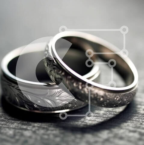 Intra Συλλεκτικό Ξύλινο Παζλ Plywood  4mm - Εκπληκτική εικόνα δύο βέρες σε μαύρη επιφάνεια Σε Ξύλινο Κουτί - Διαστάσεις Puzzle: 10x10 cm – 25 κομμάτια - Image 1