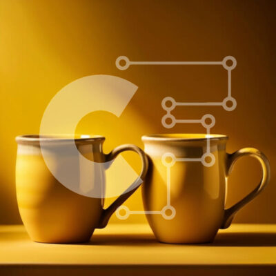 Intra Συλλεκτικό Ξύλινο Παζλ Plywood 4mm - Φωτεινό και ηλιόλουστο: Δύο κίτρινες κούπες σε μια κίτρινη επιφάνεια Σε Ξύλινο Κουτί - Διαστάσεις: 10x10 cm – 25 κομμάτια - Image 1