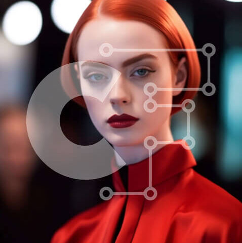 Intra Συλλεκτικό Ξύλινο Παζλ Plywood  4mm - Εκπληκτική κοκκινομάλλα γυναίκα με κόκκινο φόρεμα και κραγιόν Σε Ξύλινο Κουτί - Διαστάσεις Puzzle: 10x10 cm – 25 κομμάτια - Image 1