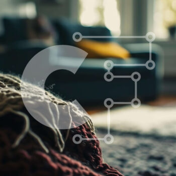 Intra Συλλεκτικό Ξύλινο Παζλ Plywood  4mm - Πλεκτή κουβέρτα σε άδειο σαλόνι Σε Ξύλινο Κουτί - Διαστάσεις Puzzle: 10x10 cm – 25 κομμάτια - Image 1