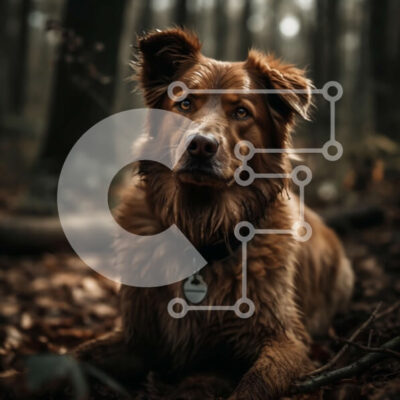 Intra Συλλεκτικό Ξύλινο Παζλ Plywood  4mm - Αξιολάτρευτη εικόνα ενός καφέ σκύλου που κάθεται στο δάσος Σε Ξύλινο Κουτί - Διαστάσεις: 10x10 cm – 25 κομμάτια - Image 1