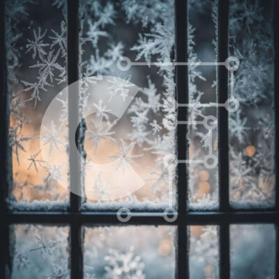 Intra Συλλεκτικό Ξύλινο Παζλ Plywood  4mm - Παράθυρο με νιφάδες χιονιού Σε Ξύλινο Κουτί - Διαστάσεις Puzzle: 10x10 cm – 25 κομμάτια - Image 1