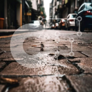 Intra Συλλεκτικό Ξύλινο Παζλ Plywood  4mm - Γραφική οδός της πόλης με παρκαρισμένα αυτοκίνητα και λακκούβα νερού Σε Ξύλινο Κουτί - Διαστάσεις Puzzle: 10x10 cm – 25 κομμάτια