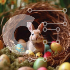 Intra Συλλεκτικό Ξύλινο Παζλ Plywood  4mm - Αξιολάτρευτο πασχαλινό λαγουδάκι σε μια φωλιά από πολύχρωμα αυγά Σε Ξύλινο Κουτί - Διαστάσεις Puzzle: 10x10 cm – 25 κομμάτια