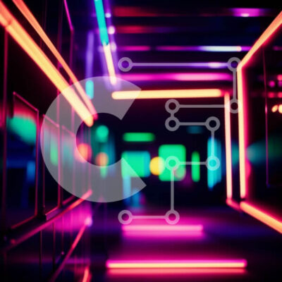 Intra Συλλεκτικό Ξύλινο Παζλ Plywood  4mm - Απόκοσμος και μυστηριώδης διάδρομος με φώτα νέον Σε Ξύλινο Κουτί - Διαστάσεις Puzzle: 10x10 cm – 25 κομμάτια - Image 1