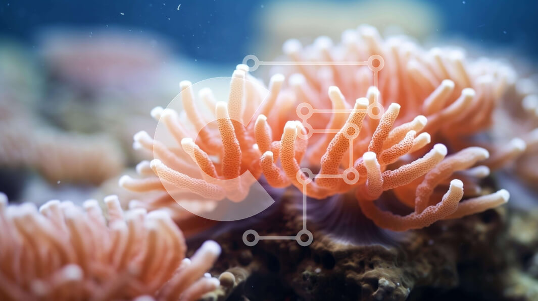 Intra Συλλεκτικό Ξύλινο Παζλ Plywood  4mm - Κοντινό πλάνο μιας ροζ και λευκής ανεμώνης σε θαλάσσιο περιβάλλον Σε Ξύλινο Κουτί - Διαστάσεις: 10x10 cm – 25 κομμάτια