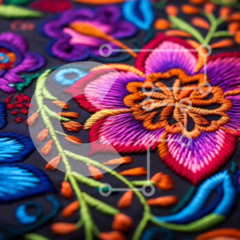 Intra Συλλεκτικό Ξύλινο Παζλ Plywood  4mm - Ζωντανό κεντημένο σχέδιο λουλουδιών σε μαύρο φόντο Σε Ξύλινο Κουτί - Διαστάσεις Puzzle: 10x10 cm – 25 κομμάτια - Image 1