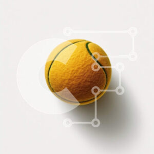 Intra Συλλεκτικό Ξύλινο Παζλ Plywood  4mm - Φωτεινή κίτρινη μπάλα τένις στο καθαρό λευκό γήπεδο Σε Ξύλινο Κουτί - Διαστάσεις Puzzle: 10x10 cm – 25 κομμάτια