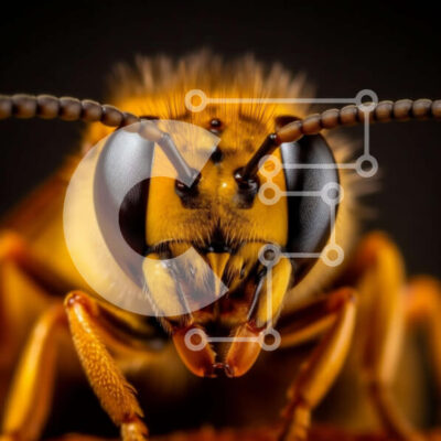 Intra Συλλεκτικό Ξύλινο Παζλ Plywood  4mm - Εκπληκτική κοντινή λήψη του προσώπου μιας σφήκας με μαύρα μάτια και κεραίες Σε Ξύλινο Κουτί - Διαστάσεις: 10x10 cm – 25 κομμάτια - Image 1