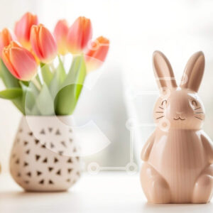 Intra Συλλεκτικό Ξύλινο Παζλ Plywood  4mm - Διακόσμηση τραπεζιού με πασχαλινό θέμα με τουλίπες και ειδώλιο λαγουδάκι Σε Ξύλινο Κουτί - Διαστάσεις Puzzle: 10x10 cm – 25 κομμάτια