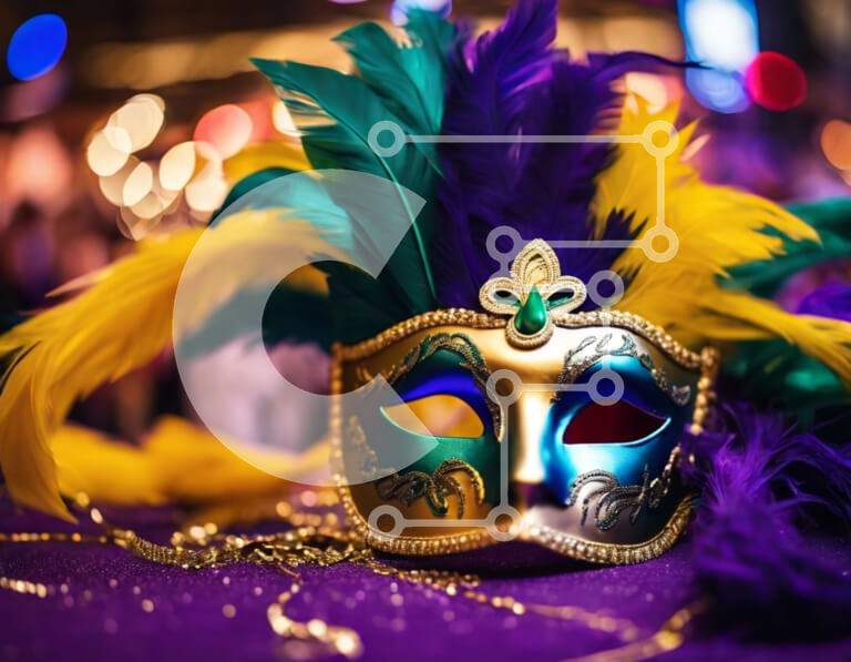 Intra Συλλεκτικό Ξύλινο Παζλ Plywood  4mm - Πολύχρωμη αποκριάτικη μάσκα με φτερά και χάντρες Σε Ξύλινο Κουτί - Διαστάσεις Puzzle: 10x10 cm – 25 κομμάτια