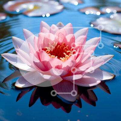 Intra Συλλεκτικό Ξύλινο Παζλ Plywood  4mm - Όμορφη εικόνα ενός ροζ νούφαρου στην κορυφή ενός υδάτινου σώματος Σε Ξύλινο Κουτί - Διαστάσεις: 10x10 cm – 25 κομμάτια - Image 1