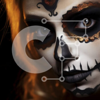 Intra Συλλεκτικό Ξύλινο Παζλ Plywood  4mm - Γυναίκα με μακιγιάζ Sugar Skull για τη γιορτή της ημέρας των νεκρών Σε Ξύλινο Κουτί - Διαστάσεις Puzzle: 10x10 cm – 25 κομμάτια - Image 1