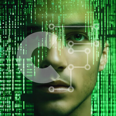 Intra Συλλεκτικό Ξύλινο Παζλ Plywood  4mm - Άνδρας με τον πράσινο κώδικα μήτρας στο πρόσωπο Σε Ξύλινο Κουτί - Διαστάσεις Puzzle: 10x10 cm – 25 κομμάτια - Image 1