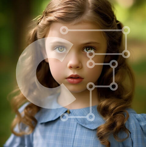 Intra Συλλεκτικό Ξύλινο Παζλ Plywood 4mm - Όμορφο πορτρέτο ενός νεαρού κοριτσιού σε ένα μπλε φόρεμα Σε Ξύλινο Κουτί - Διαστάσεις Puzzle: 10x10 cm – 25 κομμάτια - Image 1