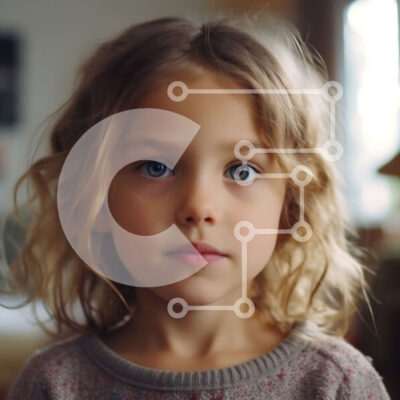 Intra Συλλεκτικό Ξύλινο Παζλ Plywood 4mm - Νεαρό κορίτσι με μακριά ξανθά μαλλιά και μπλε μάτια με γκρι πουλόβερ Σε Ξύλινο Κουτί - Διαστάσεις Puzzle: 10x10 cm – 25 κομμάτια - Image 1