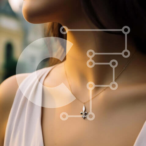 Intra Συλλεκτικό Ξύλινο Παζλ Plywood  4mm - Γυναίκα με περίπλοκο φλοράλ κολιέ Σε Ξύλινο Κουτί - Διαστάσεις Puzzle: 10x10 cm – 25 κομμάτια - Image 1