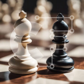 Intra Συλλεκτικό Ξύλινο Παζλ Plywood  4mm - Ασπρόμαυρα πιόνια σκακιού σε μια σκακιέρα Σε Ξύλινο Κουτί - Διαστάσεις Puzzle: 10x10 cm – 25 κομμάτια - Image 1