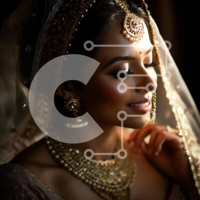 Intra Συλλεκτικό Ξύλινο Παζλ Plywood  4mm - Εκπληκτική εικόνα της Ινδής νύφης με παραδοσιακό νυφικό και κοσμήματα Σε Ξύλινο Κουτί - Διαστάσεις Puzzle: 10x10 cm – 25 κομμάτια - Image 1