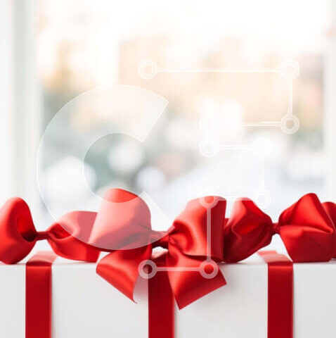 Intra Συλλεκτικό Ξύλινο Παζλ Plywood  4mm - Λευκό κουτί δώρου με κόκκινους φιόγκους και κορδέλες Σε Ξύλινο Κουτί - Διαστάσεις Puzzle: 10x10 cm – 25 κομμάτια - Image 1