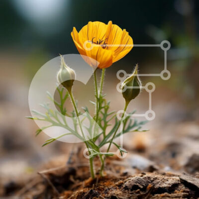 Intra Συλλεκτικό Ξύλινο Παζλ Plywood  4mm - Όμορφη εικόνα ενός κίτρινου λουλουδιού σε ένα δάσος Σε Ξύλινο Κουτί - Διαστάσεις: 10x10 cm – 25 κομμάτια - Image 1