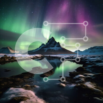 Intra Συλλεκτικό Ξύλινο Παζλ Plywood  4mm - Εκπληκτική Aurora Borealis πάνω από χιονισμένα βουνά και λίμνη Σε Ξύλινο Κουτί - Διαστάσεις: 10x10 cm – 25 κομμάτια - Image 1