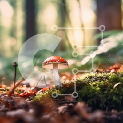 Intra Συλλεκτικό Ξύλινο Παζλ Plywood  4mm - Όμορφη εικόνα ενός κόκκινου μανιταριού σε ένα δάσος Σε Ξύλινο Κουτί - Διαστάσεις: 10x10 cm – 25 κομμάτια - Image 1