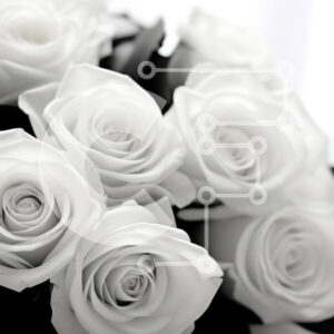 Intra Συλλεκτικό Ξύλινο Παζλ Plywood  4mm - Μπουκέτο με λευκά τριαντάφυλλα στο τραπέζι Σε Ξύλινο Κουτί - Διαστάσεις Puzzle: 10x10 cm – 25 κομμάτια