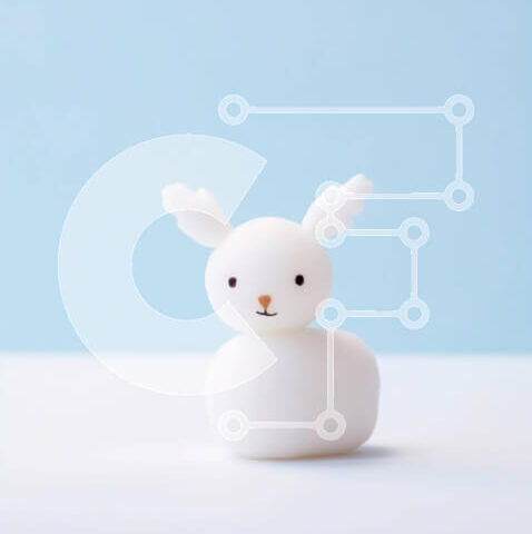 Intra Συλλεκτικό Ξύλινο Παζλ Plywood  4mm - Λευκό ειδώλιο λαγουδάκι σε μπλε φόντο Σε Ξύλινο Κουτί - Διαστάσεις: 10x10 cm – 25 κομμάτια - Image 1