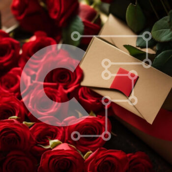 Intra Συλλεκτικό Ξύλινο Παζλ Plywood  4mm - Ρομαντικό μπουκέτο του Αγίου Βαλεντίνου με κόκκινα τριαντάφυλλα και φάκελο Σε Ξύλινο Κουτί - Διαστάσεις Puzzle: 10x10 cm – 25 κομμάτια - Image 1