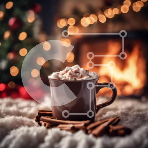 Intra Συλλεκτικό Ξύλινο Παζλ Plywood  4mm - Ζεστό κακάο με ξυλάκια κανέλας δίπλα στο τζάκι Σε Ξύλινο Κουτί - Διαστάσεις Puzzle: 10x10 cm – 25 κομμάτια