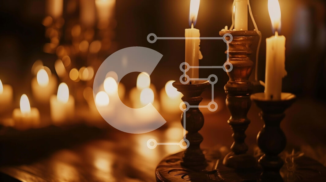 Intra Συλλεκτικό Ξύλινο Παζλ Plywood  4mm - Ομάδα αναμμένων κεριών σε σκοτεινό φόντο Σε Ξύλινο Κουτί - Διαστάσεις Puzzle: 10x10 cm – 25 κομμάτια