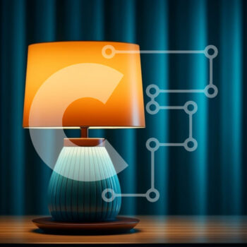 Intra Συλλεκτικό Ξύλινο Παζλ Plywood  4mm - Μπλε επιτραπέζιο φωτιστικό με κίτρινη σκιά σε ξύλινο τραπέζι Σε Ξύλινο Κουτί - Διαστάσεις Puzzle: 10x10 cm – 25 κομμάτια - Image 1