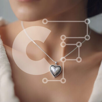 Intra Συλλεκτικό Ξύλινο Παζλ Plywood  4mm - Γυναίκα με ασημένιο κρεμαστό κολιέ σε σχήμα καρδιάς Σε Ξύλινο Κουτί - Διαστάσεις Puzzle: 10x10 cm – 25 κομμάτια - Image 1