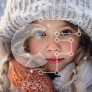 Intra Συλλεκτικό Ξύλινο Παζλ Plywood  4mm - Αξιολάτρευτη εικόνα ενός νεαρού κοριτσιού στο χιόνι Σε Ξύλινο Κουτί - Διαστάσεις Puzzle: 10x10 cm – 25 κομμάτια